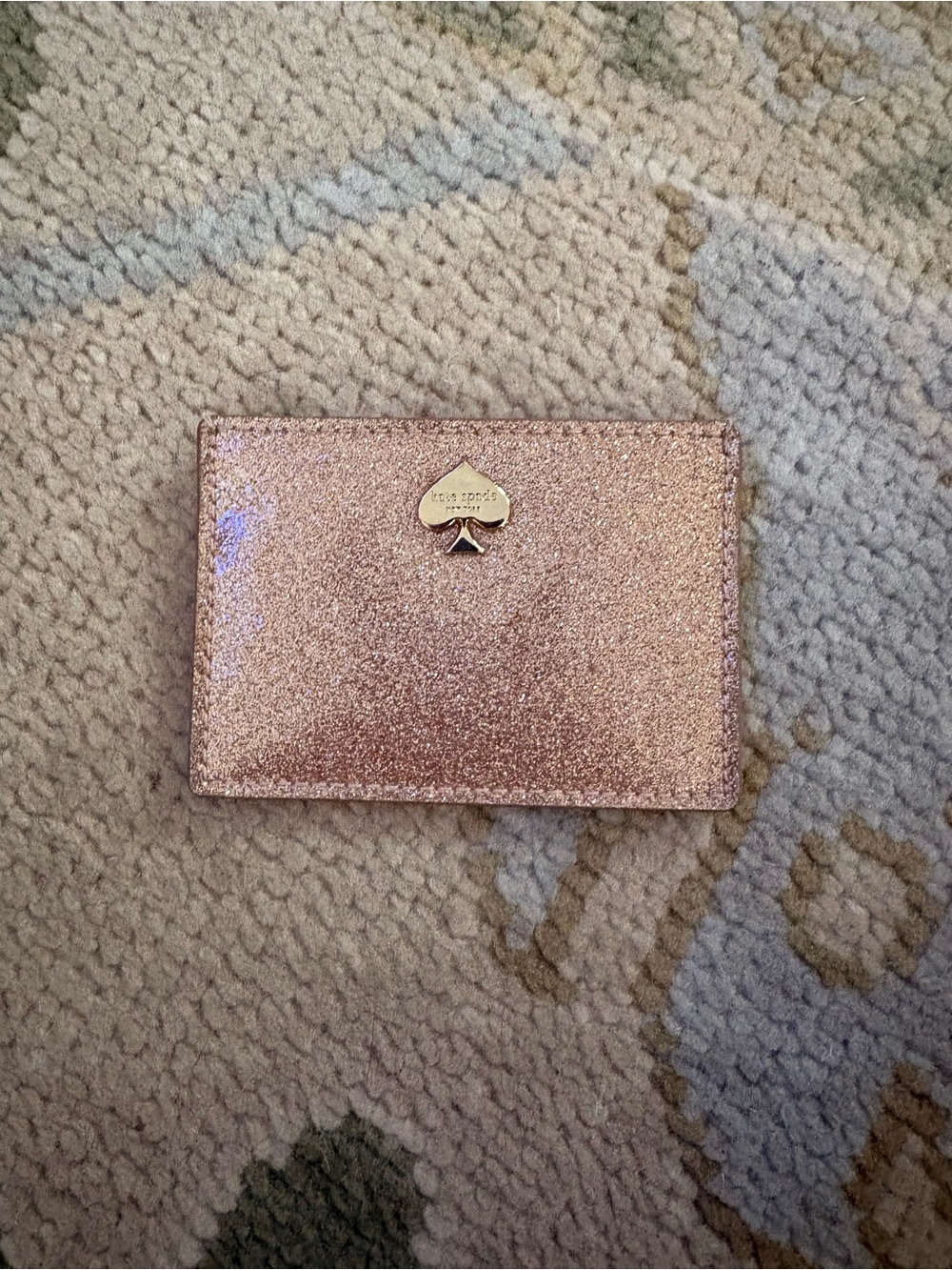 NWOT Kate Spade Rose Gold Glitter Bug Card Case